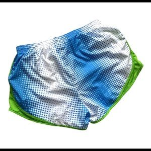 Nike Dri-Fit Blue Green Dots Lined Running Shorts